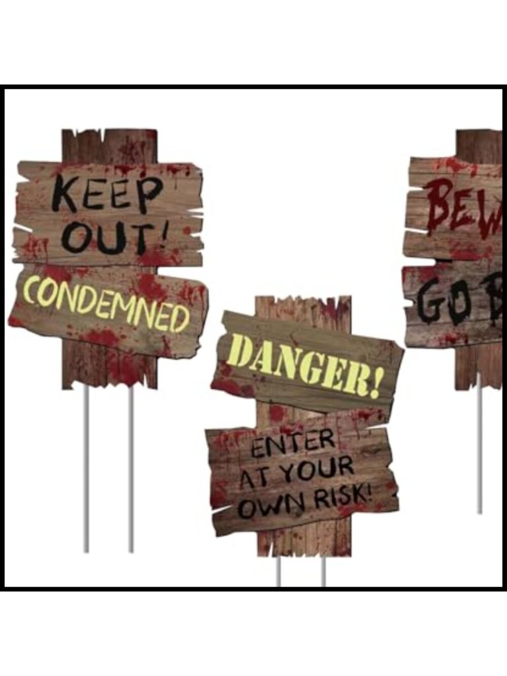 Halloween Beware Yard Signs 12x9 Corrugated Plastic Outdoor Decor 3pc